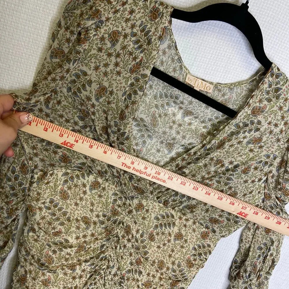 ByTimo | Sheer‎ Floral Ruished Dress Long Sleeve Small - Picture 11 of 12